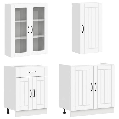 Cabinet Set with Drawer with Shelf 8 pcs White Engineered Wood