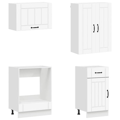 Cabinet Set with Drawer with Shelf 8 pcs White Engineered Wood