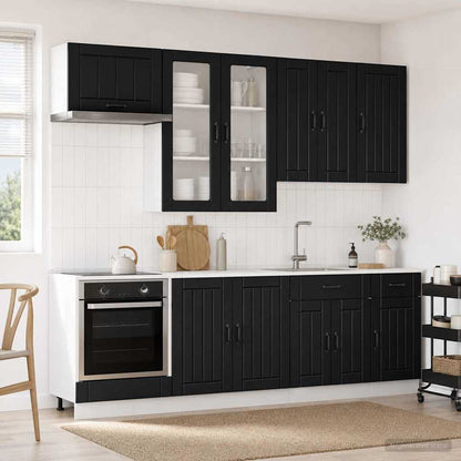 Kitchen Unit LUCCA 8 pcs Black Engineered Wood