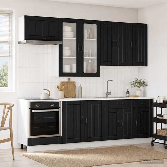 Kitchen Unit LUCCA 8 pcs Black Engineered Wood