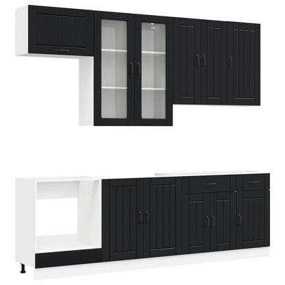 Kitchen Unit LUCCA 8 pcs Black Engineered Wood