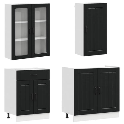 Kitchen Unit LUCCA 8 pcs Black Engineered Wood