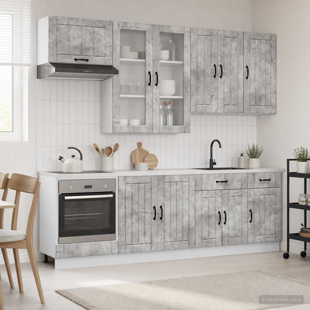 Kitchen Unit LUCCA 8 pcs Concrete Grey Engineered Wood