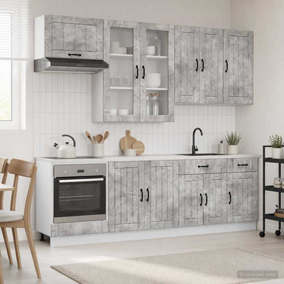 Kitchen Unit LUCCA 8 pcs Concrete Grey Engineered Wood