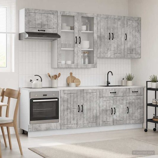 Kitchen Unit LUCCA 8 pcs Concrete Grey Engineered Wood