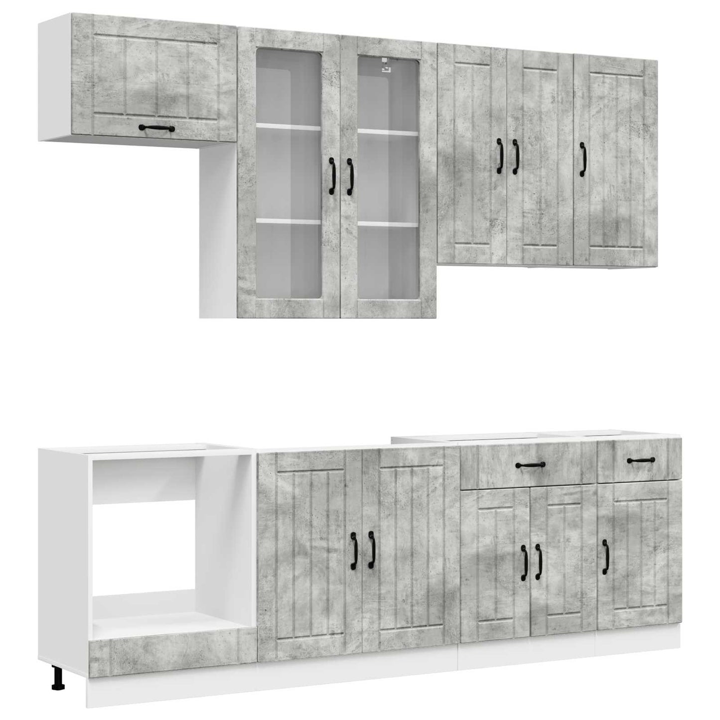 Kitchen Unit LUCCA 8 pcs Concrete Grey Engineered Wood