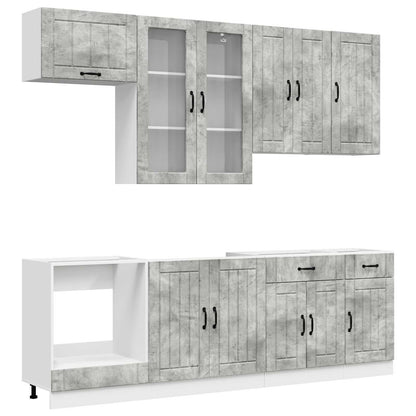 Kitchen Unit LUCCA 8 pcs Concrete Grey Engineered Wood