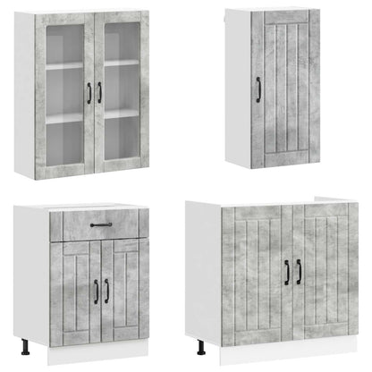 Kitchen Unit LUCCA 8 pcs Concrete Grey Engineered Wood