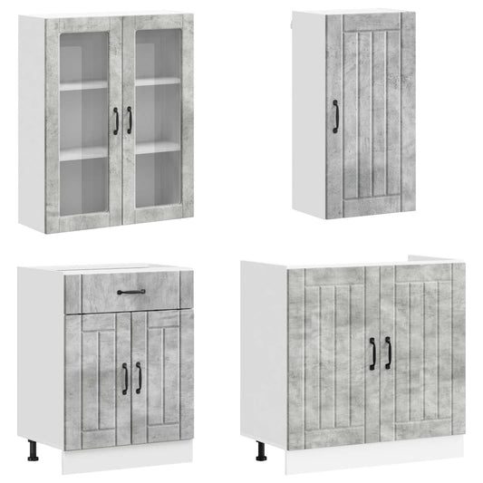 Kitchen Unit LUCCA 8 pcs Concrete Grey Engineered Wood
