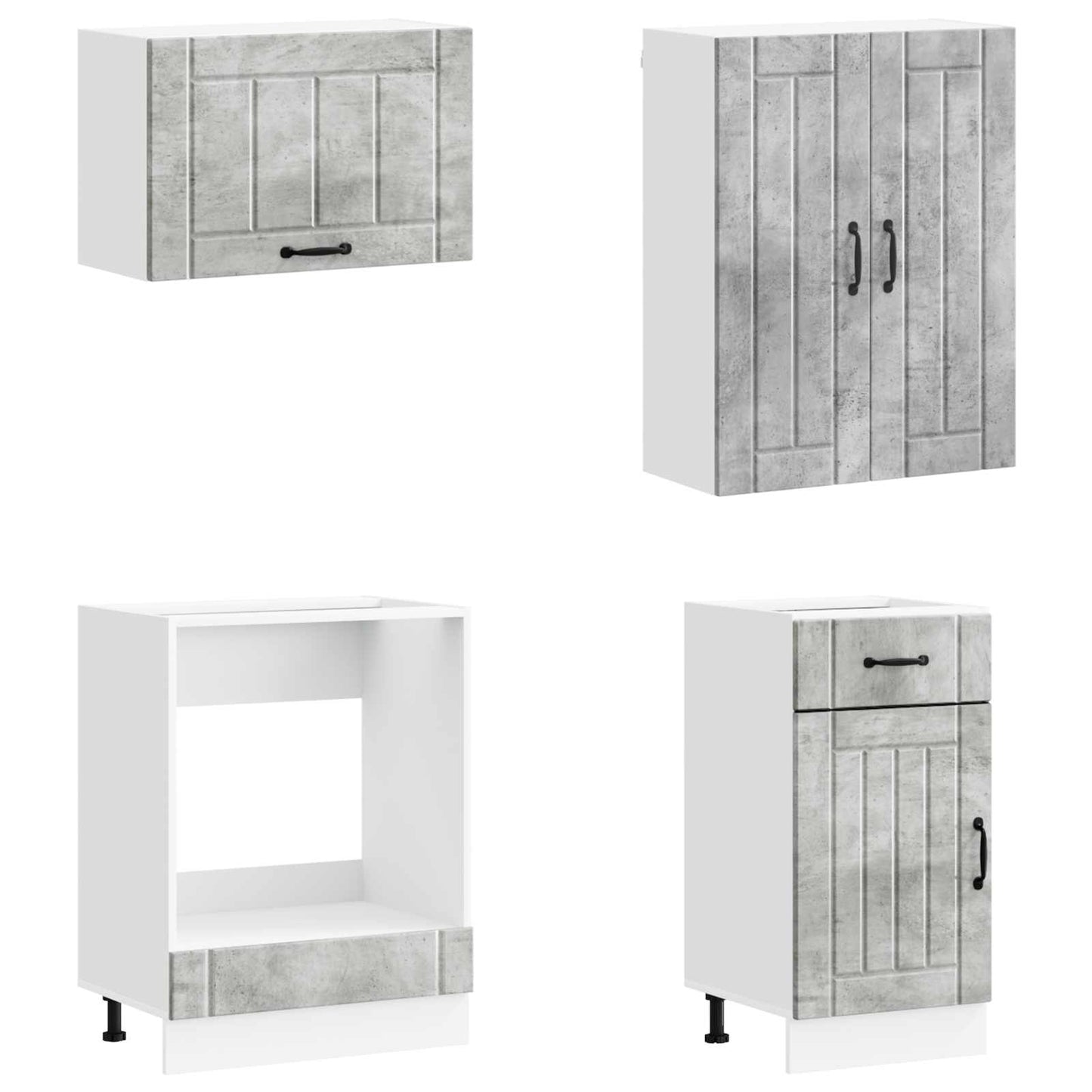 Kitchen Unit LUCCA 8 pcs Concrete Grey Engineered Wood