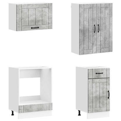 Kitchen Unit LUCCA 8 pcs Concrete Grey Engineered Wood