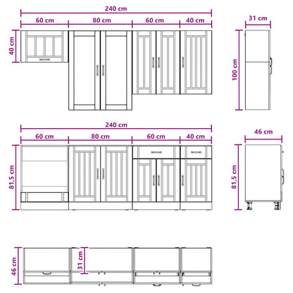 Kitchen Unit LUCCA 8 pcs Concrete Grey Engineered Wood
