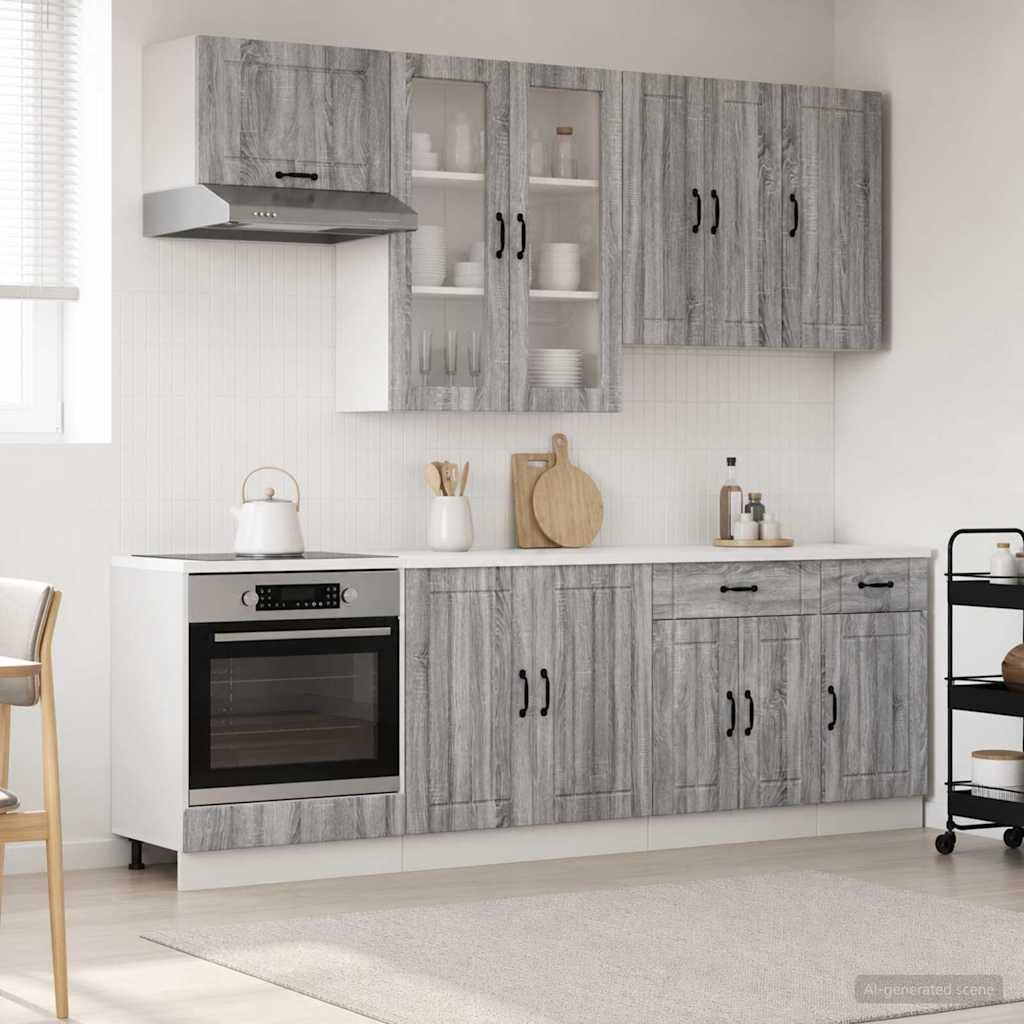 Kitchen Unit LUCCA 8 pcs Grey Sonoma Engineered Wood