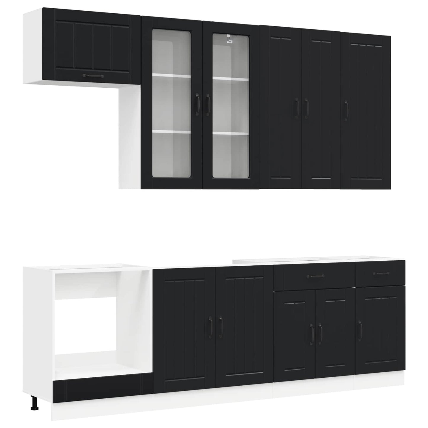 Kitchen Unit LUCCA 8 pcs Black Engineered Wood