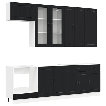 Kitchen Unit LUCCA 8 pcs Black Engineered Wood