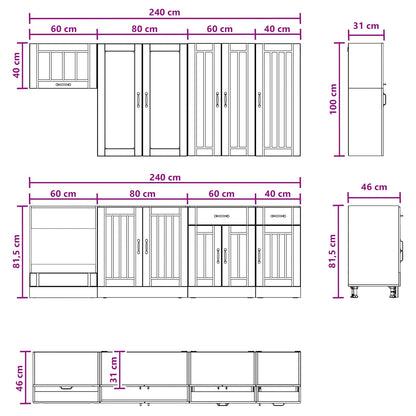 Kitchen Unit LUCCA 8 pcs Black Engineered Wood