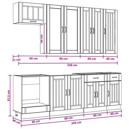 Kitchen Unit LUCCA 8 pcs Black Engineered Wood