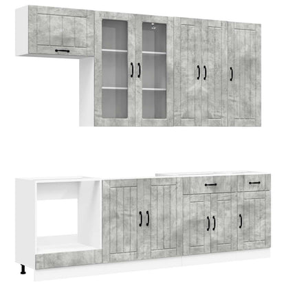 Kitchen Unit LUCCA 8 pcs Concrete Grey Engineered Wood