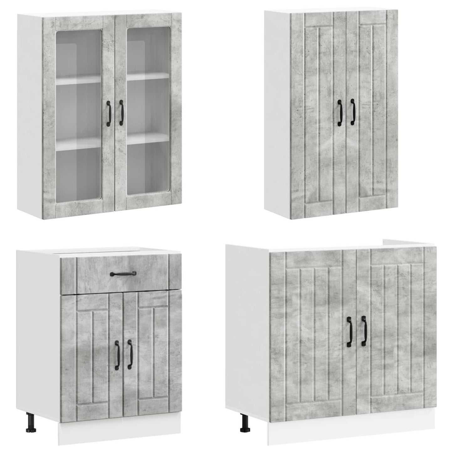 Kitchen Unit LUCCA 8 pcs Concrete Grey Engineered Wood
