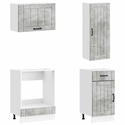 Kitchen Unit LUCCA 8 pcs Concrete Grey Engineered Wood
