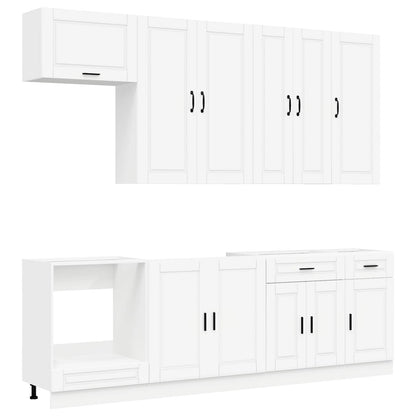Cabinet Set with Drawer with Shelf 8 pcs White Engineered Wood