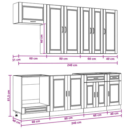 Cabinet Set with Drawer with Shelf 8 pcs White Engineered Wood