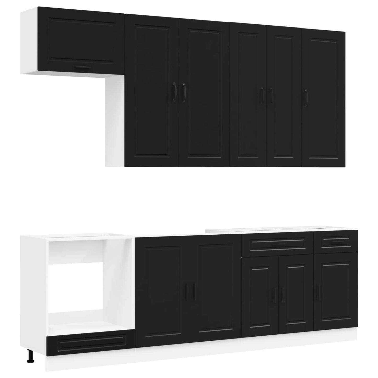 Kitchen Unit PORTO 8 pcs Black Engineered Wood