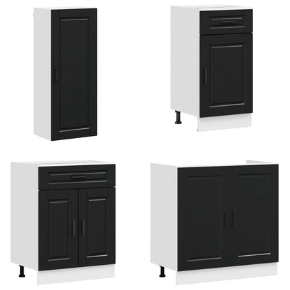 Kitchen Unit PORTO 8 pcs Black Engineered Wood