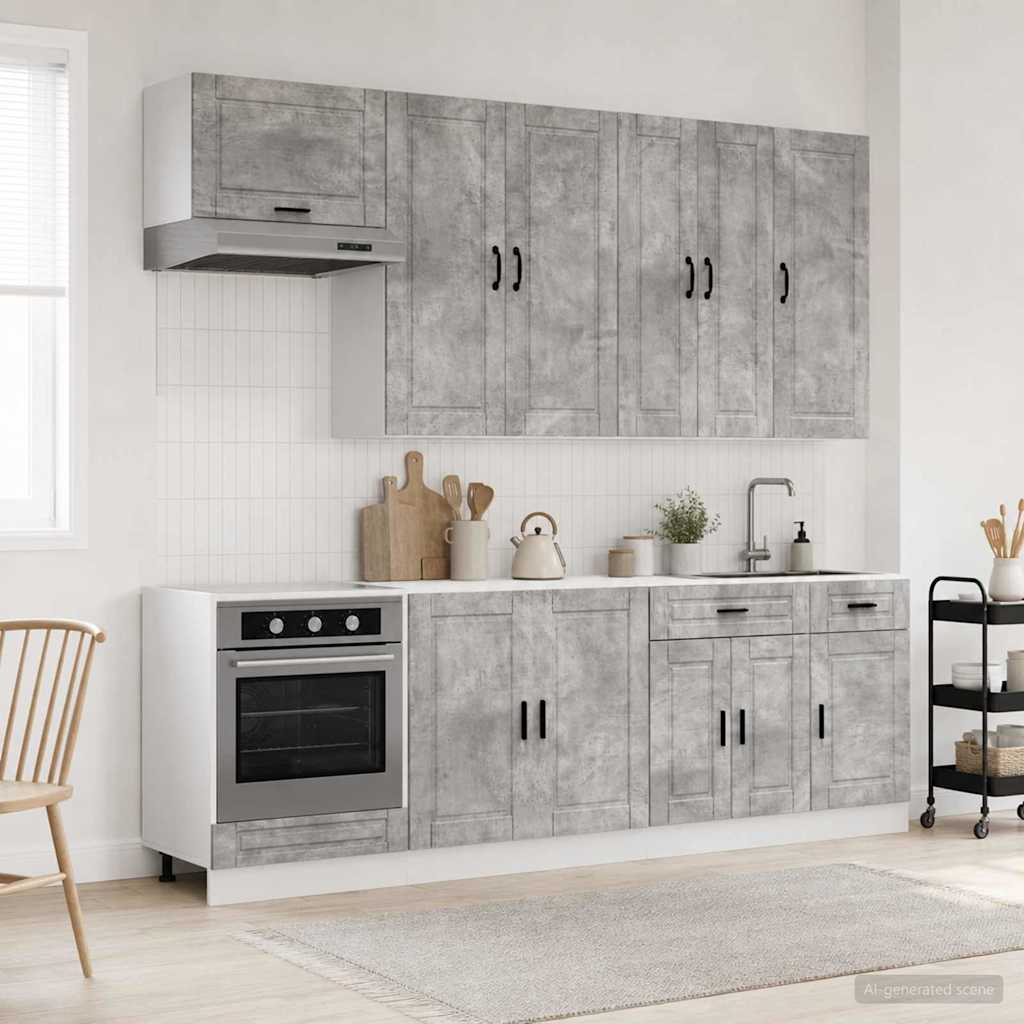 Kitchen Unit PORTO 8 pcs Concrete Grey Engineered Wood