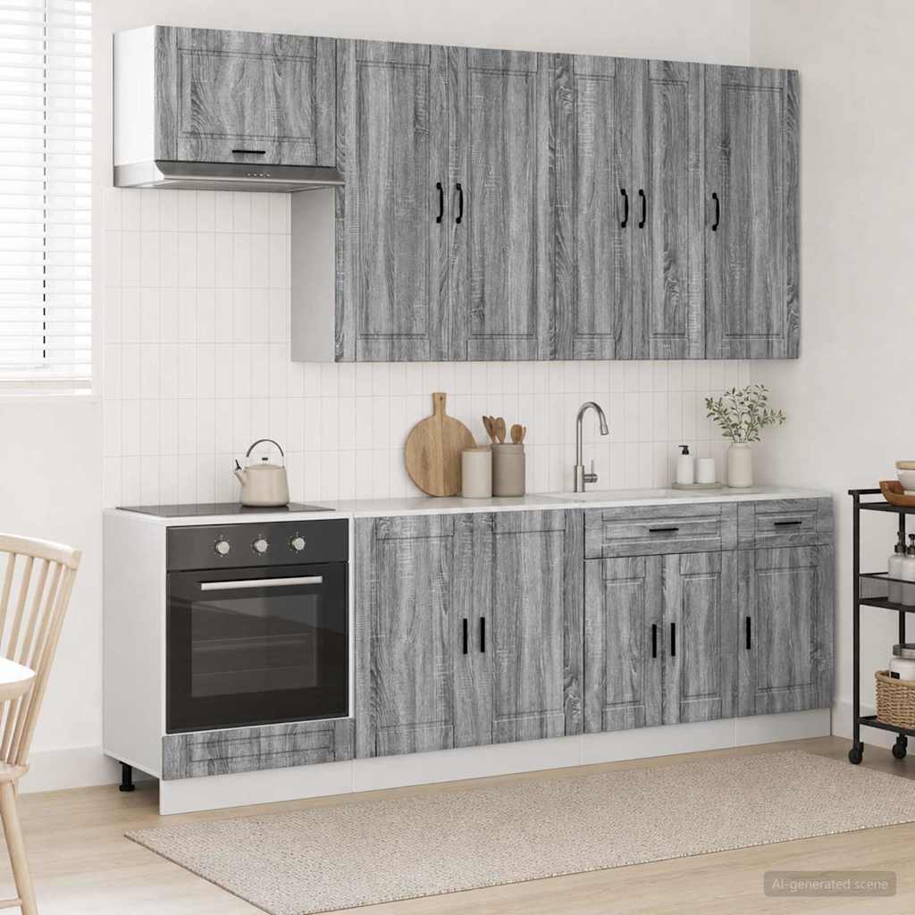 Kitchen Unit PORTO 8 pcs Grey Sonoma Engineered Wood
