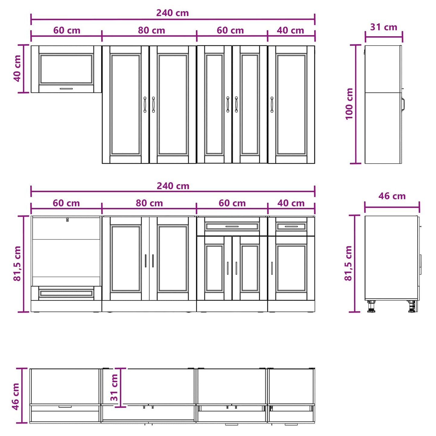 Kitchen Unit PORTO 8 pcs Brown Oak Engineered Wood