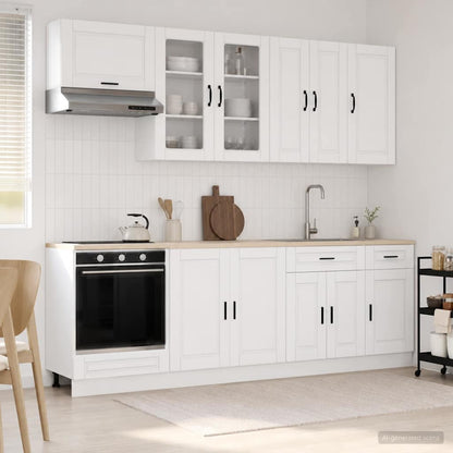 Kitchen Unit PORTO 8 pcs White Engineered Wood