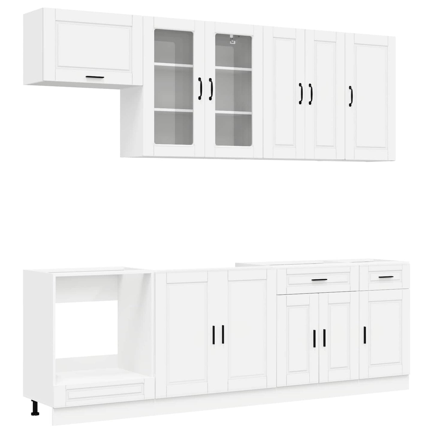 Cabinet Set with Drawer with Shelf 8 pcs White Engineered Wood