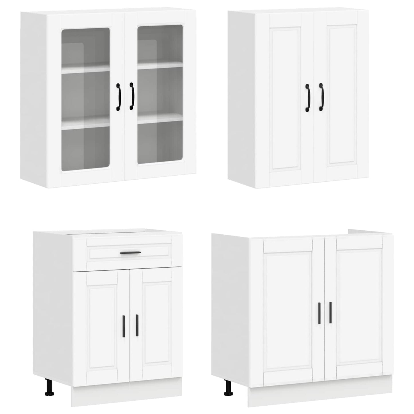 Cabinet Set with Drawer with Shelf 8 pcs White Engineered Wood