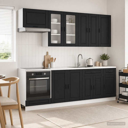 Kitchen Unit PORTO 8 pcs Black Engineered Wood