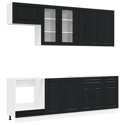 Kitchen Unit PORTO 8 pcs Black Engineered Wood
