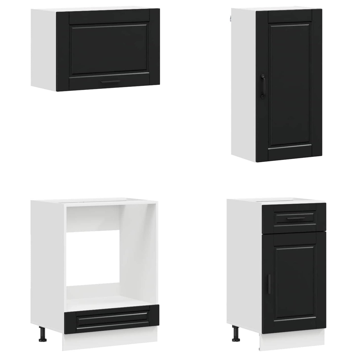 Kitchen Unit PORTO 8 pcs Black Engineered Wood