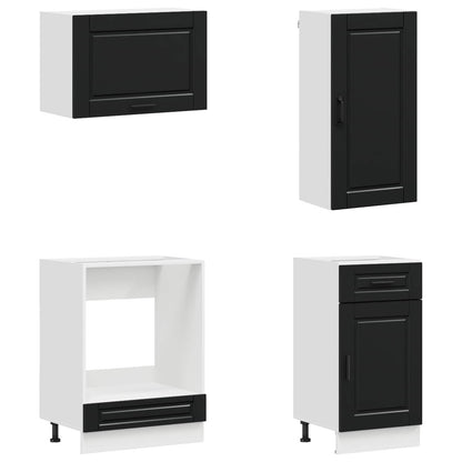 Kitchen Unit PORTO 8 pcs Black Engineered Wood