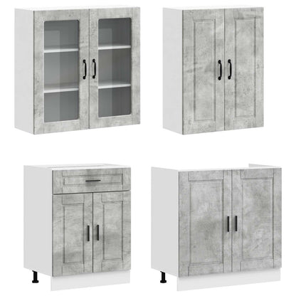 Kitchen Unit PORTO 8 pcs Concrete Grey Engineered Wood