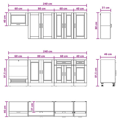 Kitchen Unit PORTO 8 pcs High Gloss White Engineered Wood