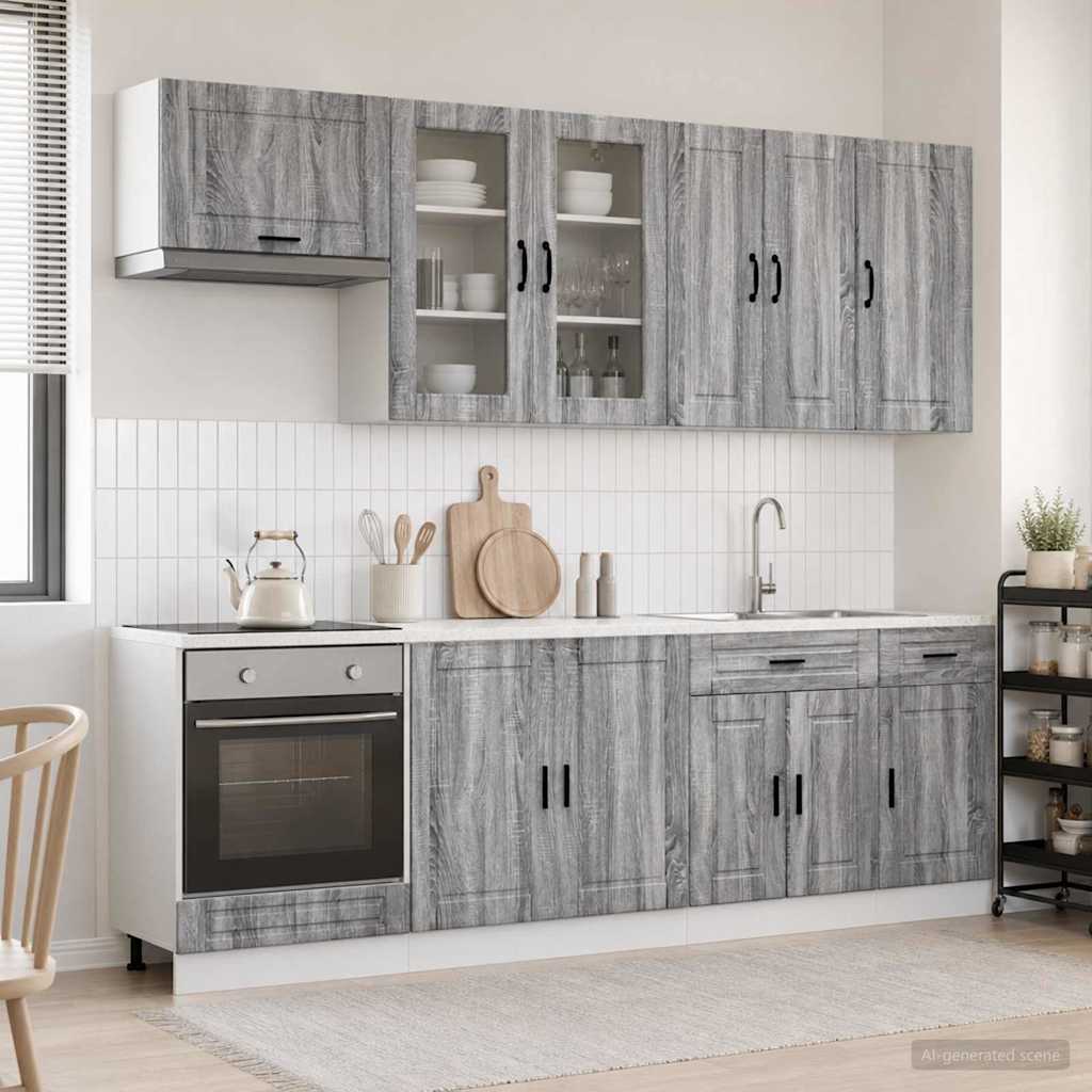 Kitchen Unit PORTO 8 pcs Grey Sonoma Engineered Wood
