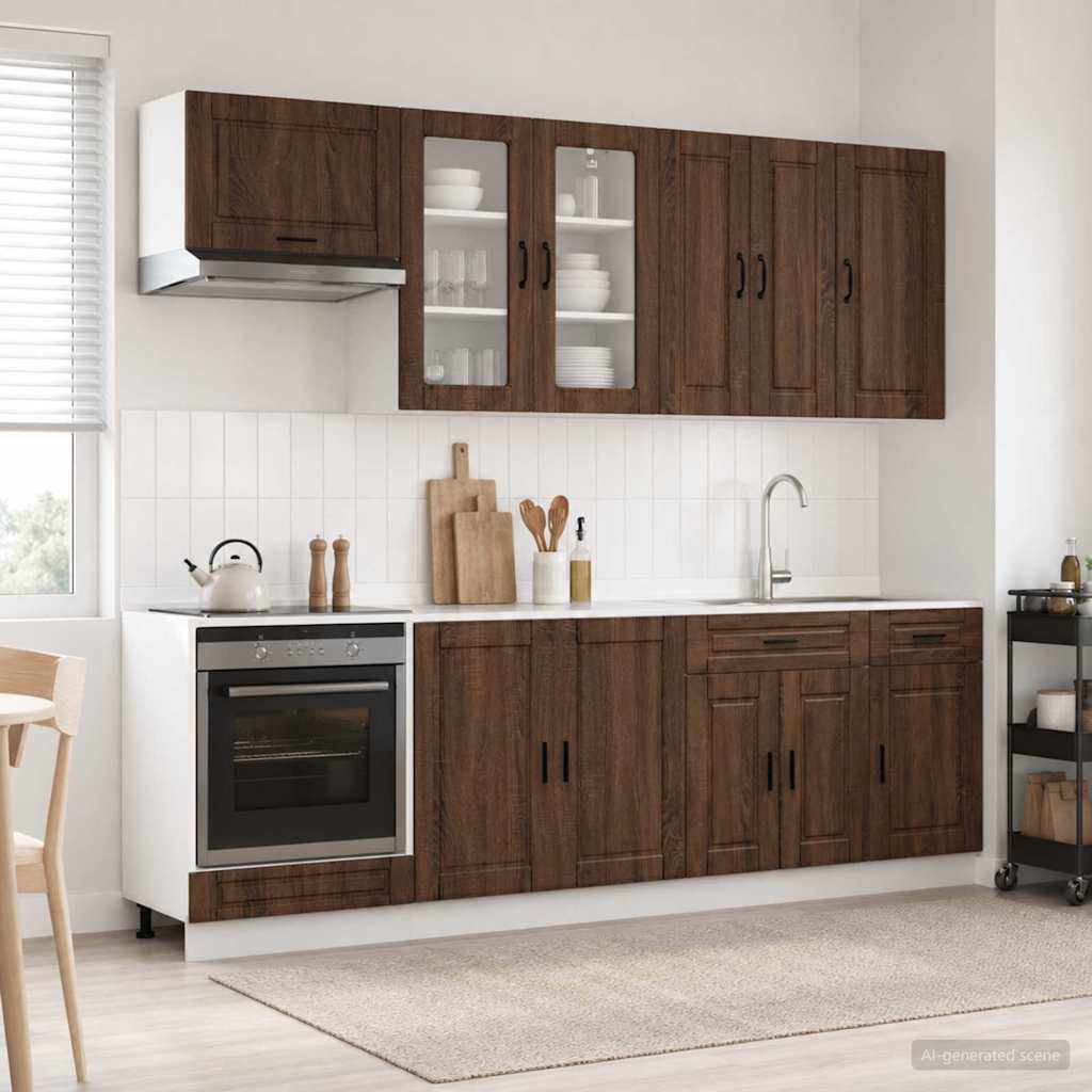 Kitchen Unit PORTO 8 pcs Brown Oak Engineered Wood
