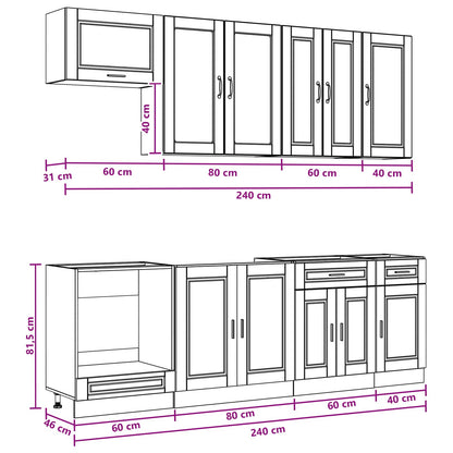 Kitchen Unit PORTO 8 pcs Brown Oak Engineered Wood