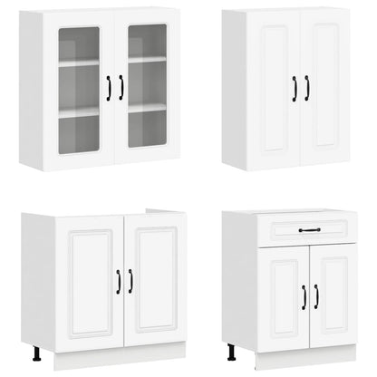 Cabinet Set with Drawer with Shelf 8 pcs White Engineered Wood