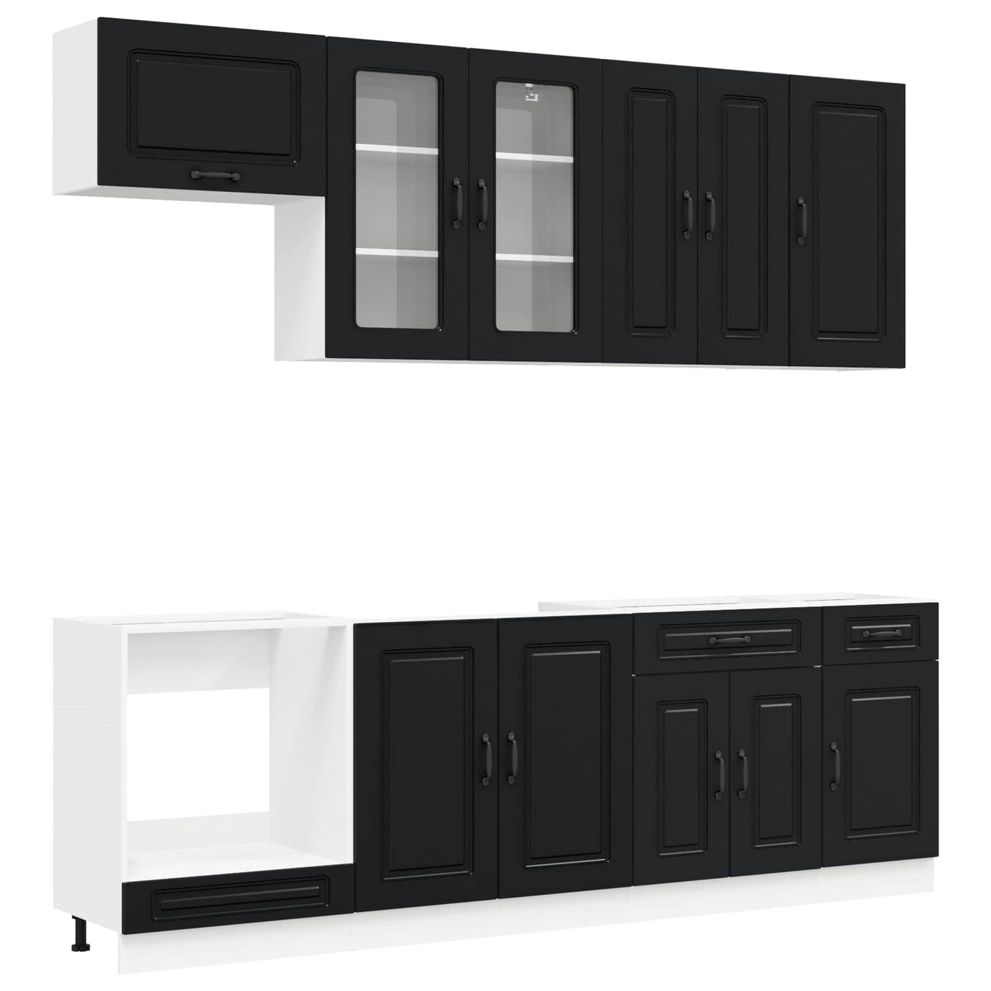 Kitchen Unit KALMAR 8 pcs Black Engineered Wood