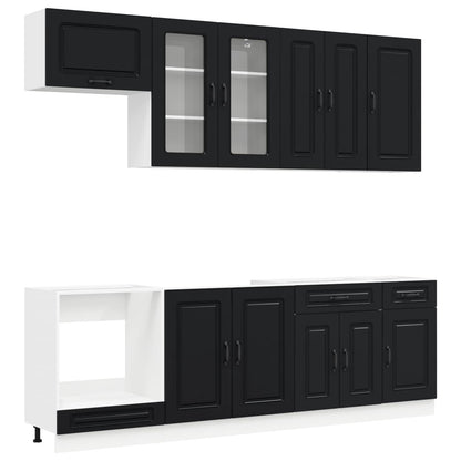 Kitchen Unit KALMAR 8 pcs Black Engineered Wood