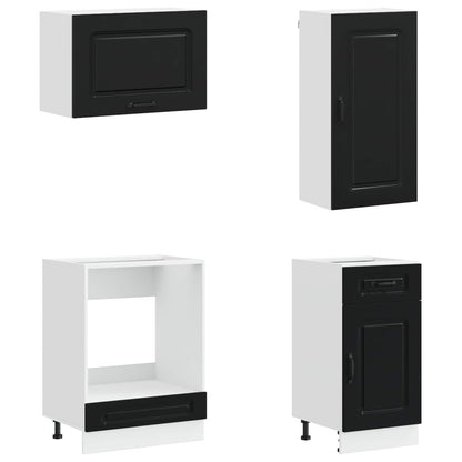 Kitchen Unit KALMAR 8 pcs Black Engineered Wood