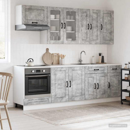 Kitchen Unit KALMAR 8 pcs Concrete Grey Engineered Wood