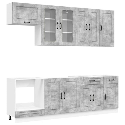 Kitchen Unit KALMAR 8 pcs Concrete Grey Engineered Wood