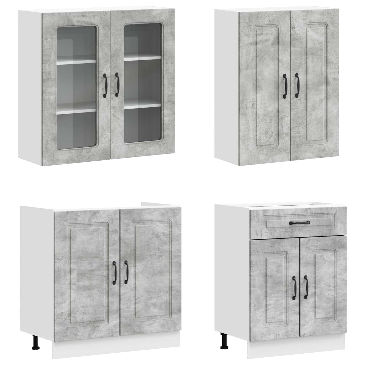 Kitchen Unit KALMAR 8 pcs Concrete Grey Engineered Wood